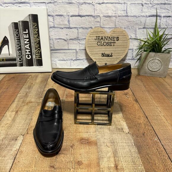 ANTONIO MAURIZI Black LEATHER LOAFER 10 MADE IN ITALY - Picture 1 of 14